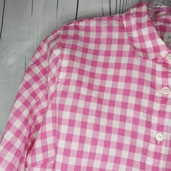 J.Crew Factory Pink And White Gingham Button Down Lightweight Cotton Shirt - Picture 6 of 10